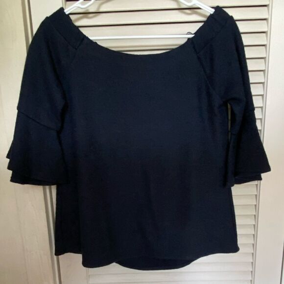 BANANA Republic Navy Off Shoulder Bell Sleeve Top - Picture 3 of 8